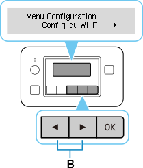 Écran Menu Configuration : sélectionnez Configuration Wi-Fi